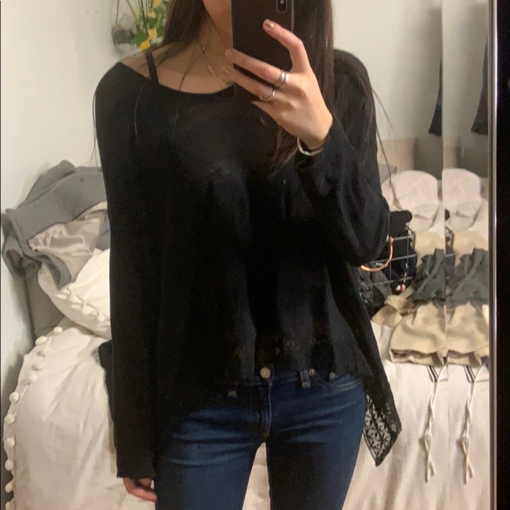 Free People FP butterfly lace back long sleeve top